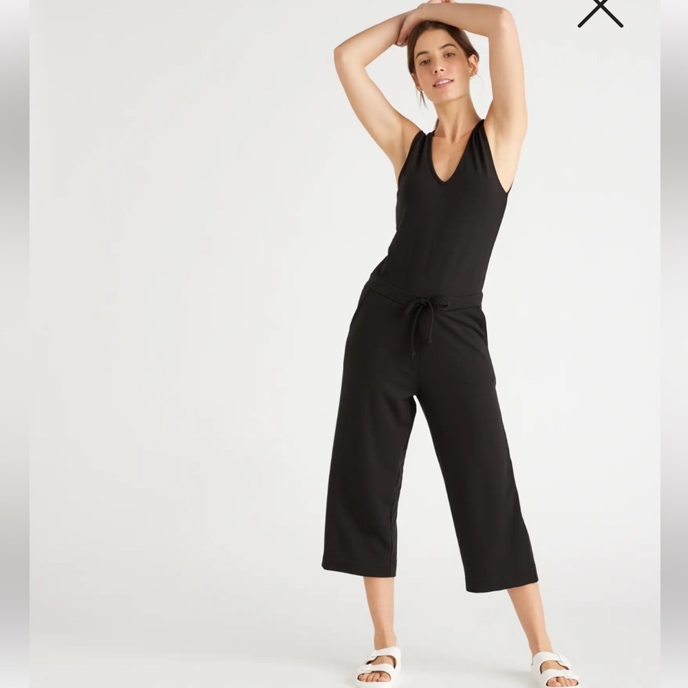 Quince Black French Terry Modal Jumpsuit women’s medium sleeveless worn once EUC